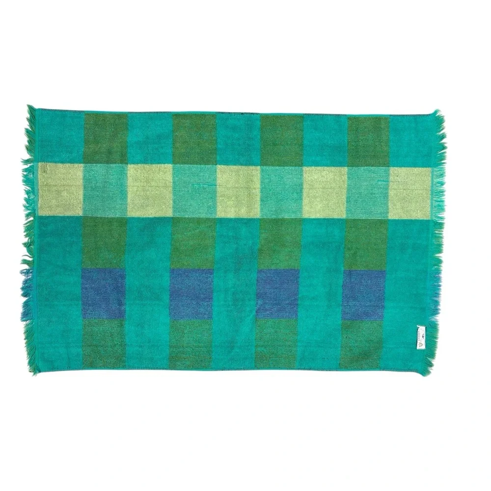 Cannon Royal Family Vintage Green Blue Purple Checkered Bath Towel